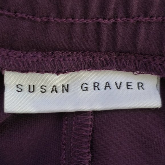 Susan Graver Eggplant Purple Liquid Knit Pull-On Zip Ankle Jogger Pants Size XS - Picture 9 of 14